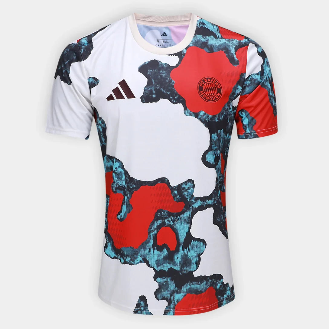 Camisa Bayern de Munique 25/26 Apresentação Adidas Masculina - Branco+Vermelho